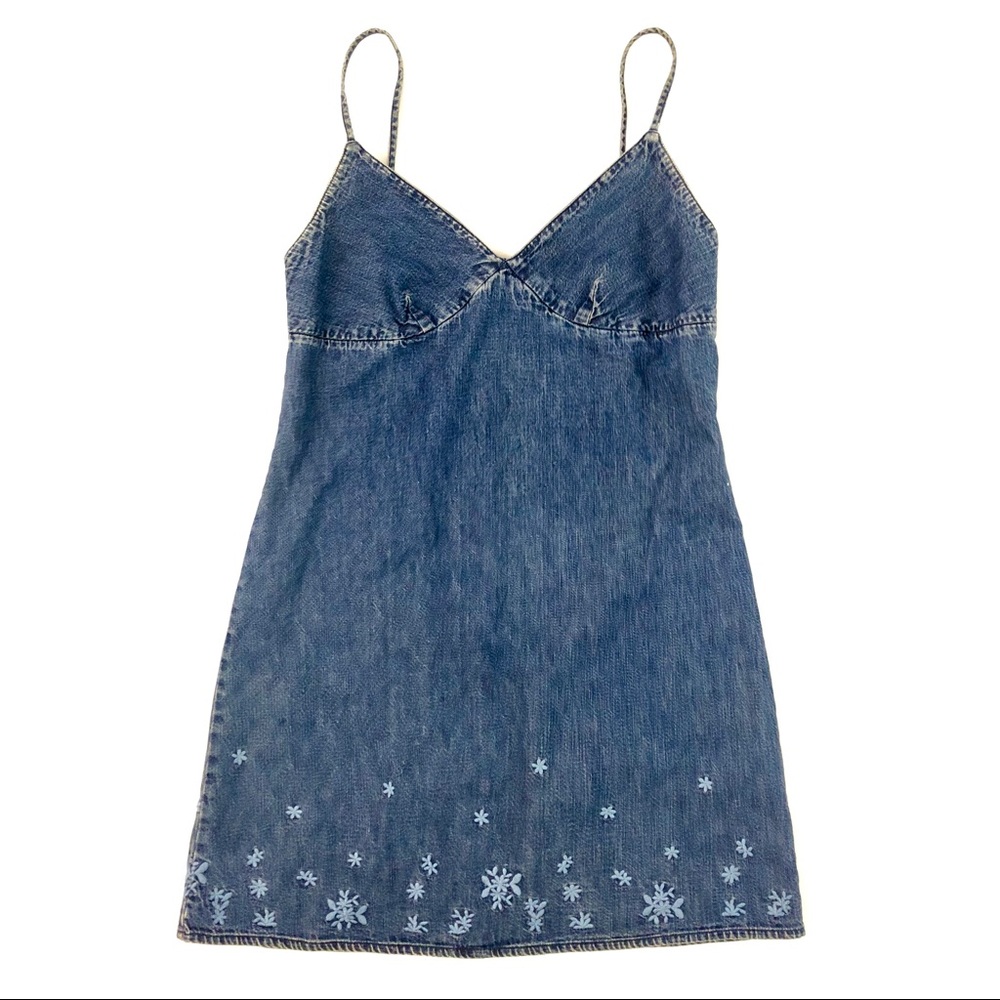 [J. Crew] Mini Denim Embroidered Jean Dress Tunic